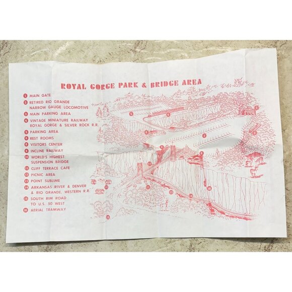 Vintage Royal Gorge Park & Bridge Area Map Canon City CO Brochure 1979 - Picture 1 of 7
